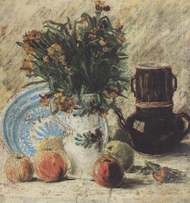 Vincent Van Gogh Vase with Flowers Coffeepot and Fruit (nn04) oil painting image